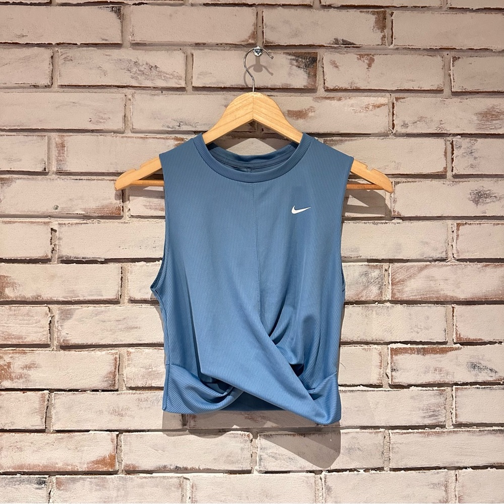 Nike Dri-Fit Blue Sleeveless Twist Front Tank Crop Top